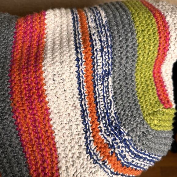 Habitat Oversized Rustic Stripes Chunky Cardigan Sweater Women Sz S Art to Wear - Picture 14 of 16